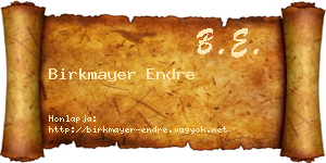 Birkmayer Endre névjegykártya